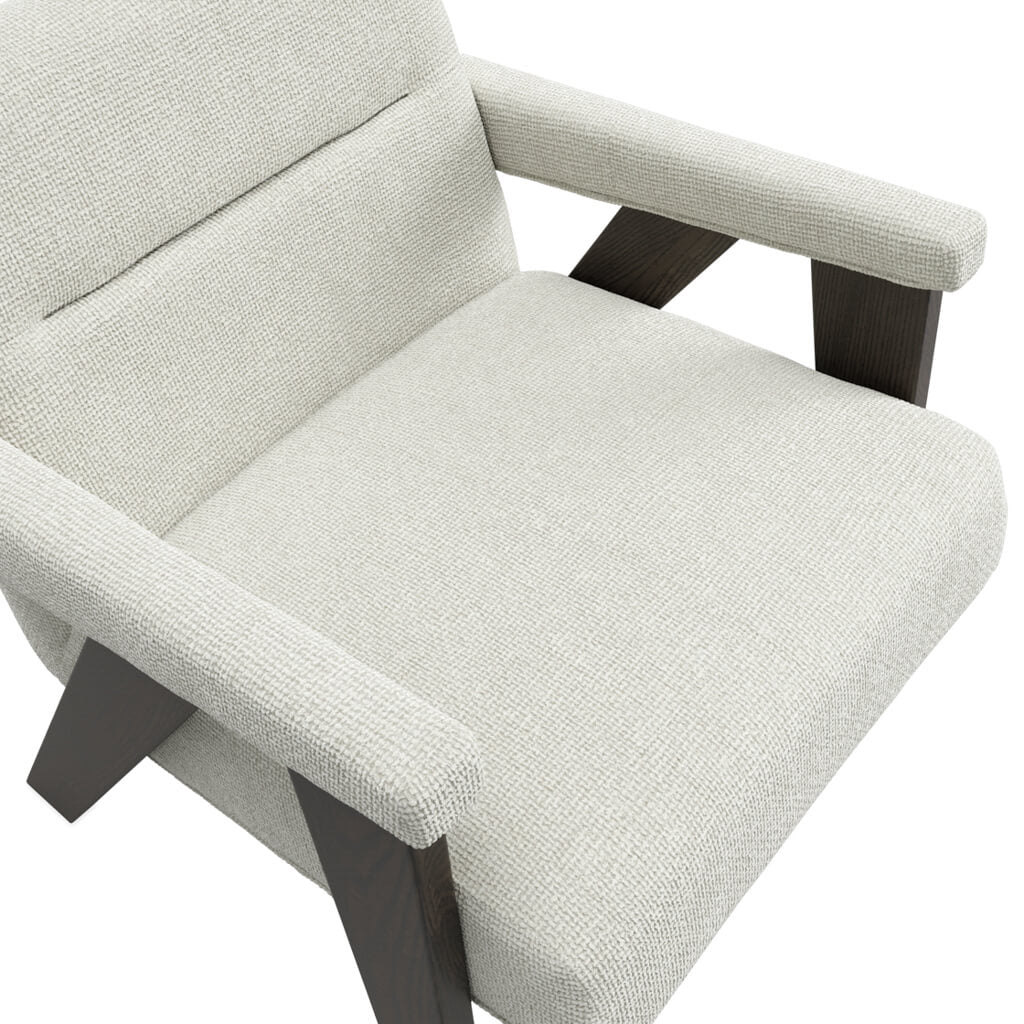 Abel Milk Tweed & Chocolate Brown Wood Armchair